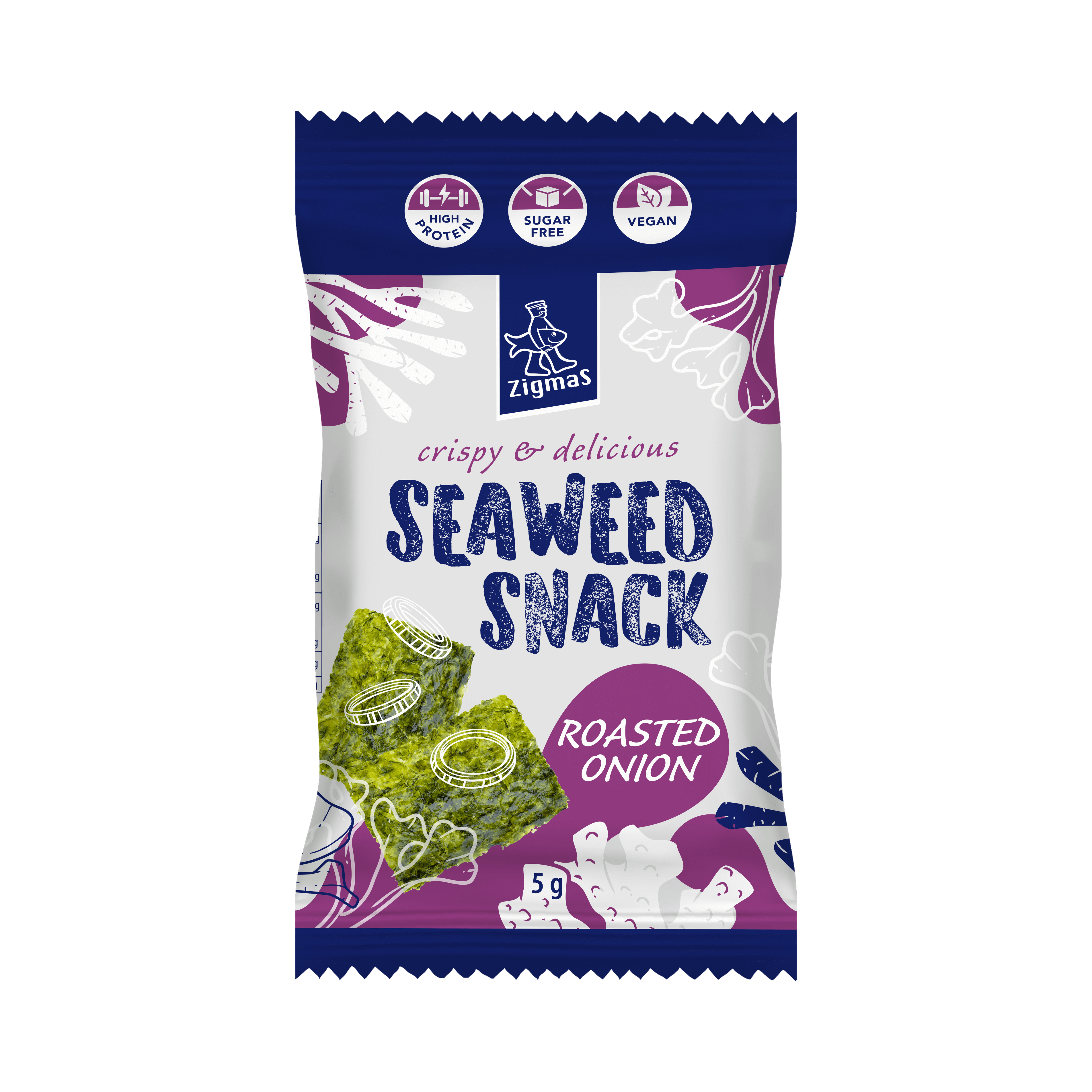 Roasted onion flavoured seaweed snack